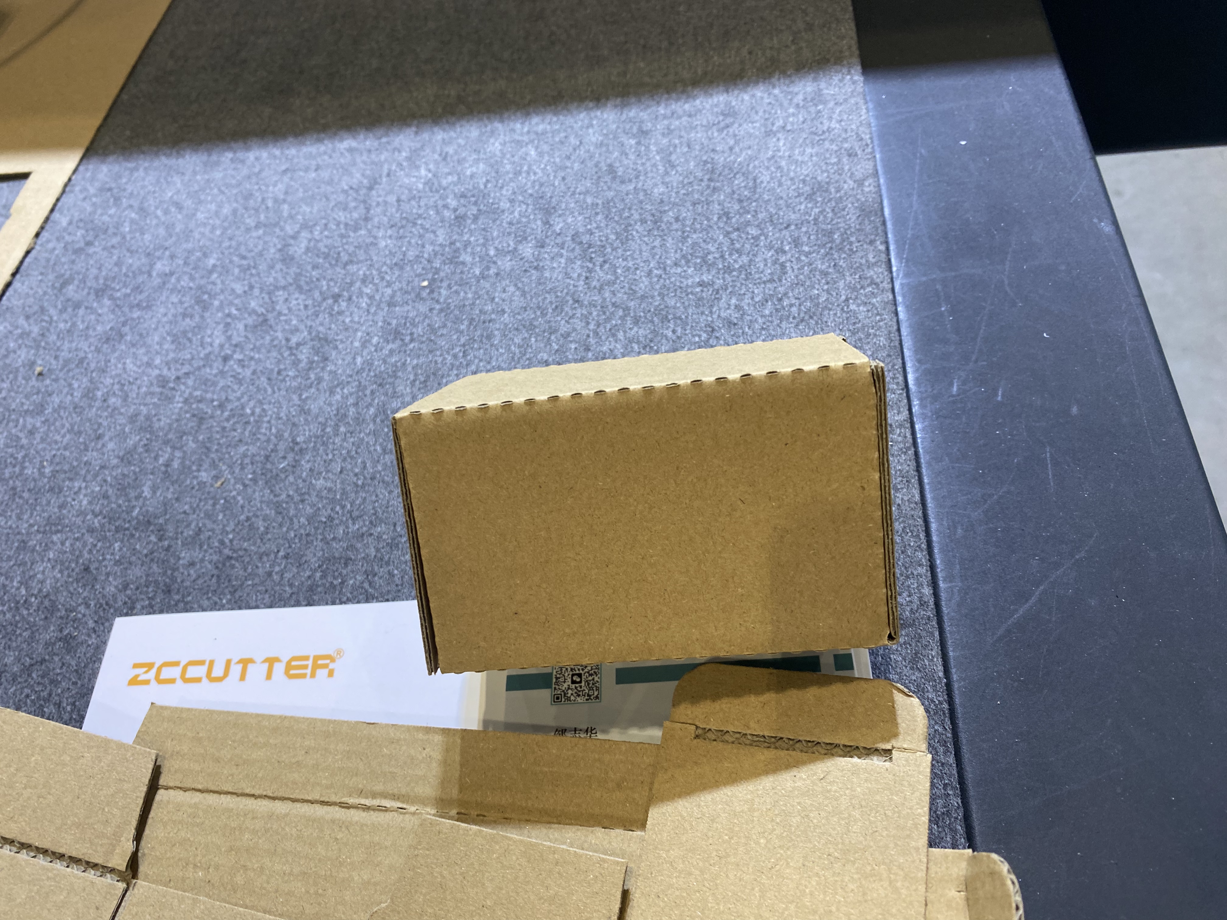 Cardboard box sample with perforations