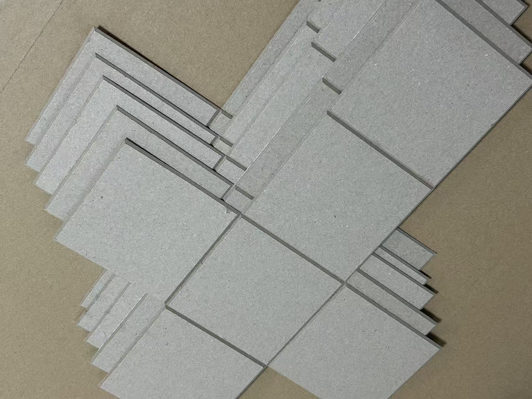 grey cardboard cutting sample